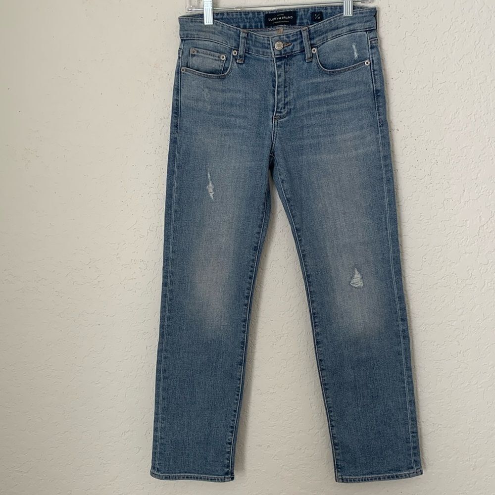 Lucky Brand Sweet Crop Distre Straight Blue Wash Denim Women’s Jeans Size 6/28
